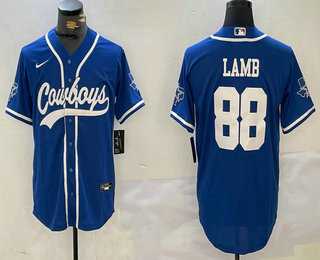 Men%27s Dallas Cowboys #88 CeeDee Lamb Light Blue Stitched Cool Base Nike Baseball Jersey